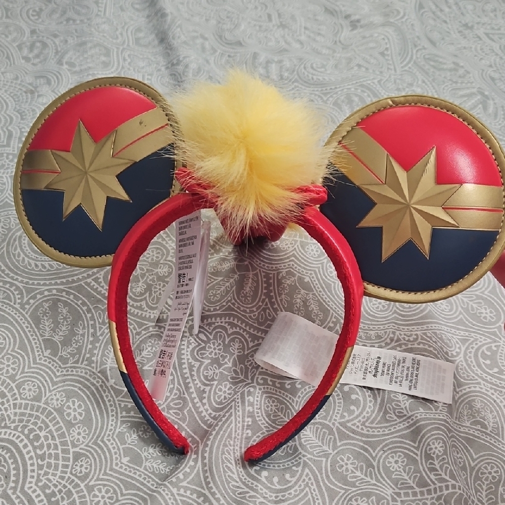 Disney Captain Marvel Red and Gold Headband with Ears
